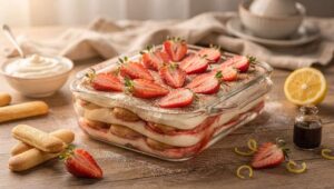 Tiramisù alle fragole senza uova crude: leggero, delicato e perfetto per la merenda di marzo