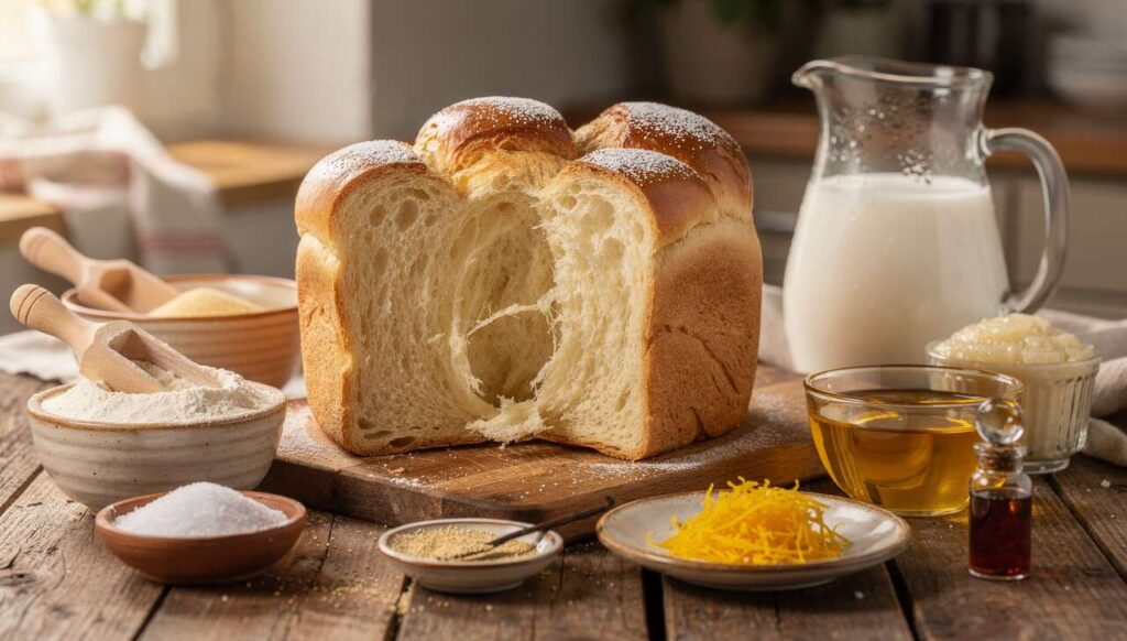 Pan brioche dolce senza burro: soffice e profumato, si realizza con una sola ciotola