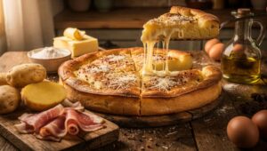 Schiacciata di patate e speck: la ricetta saporita con ripieno ricco e filante